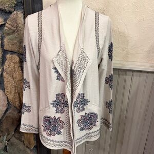Embroidered Cream Women's Shrug